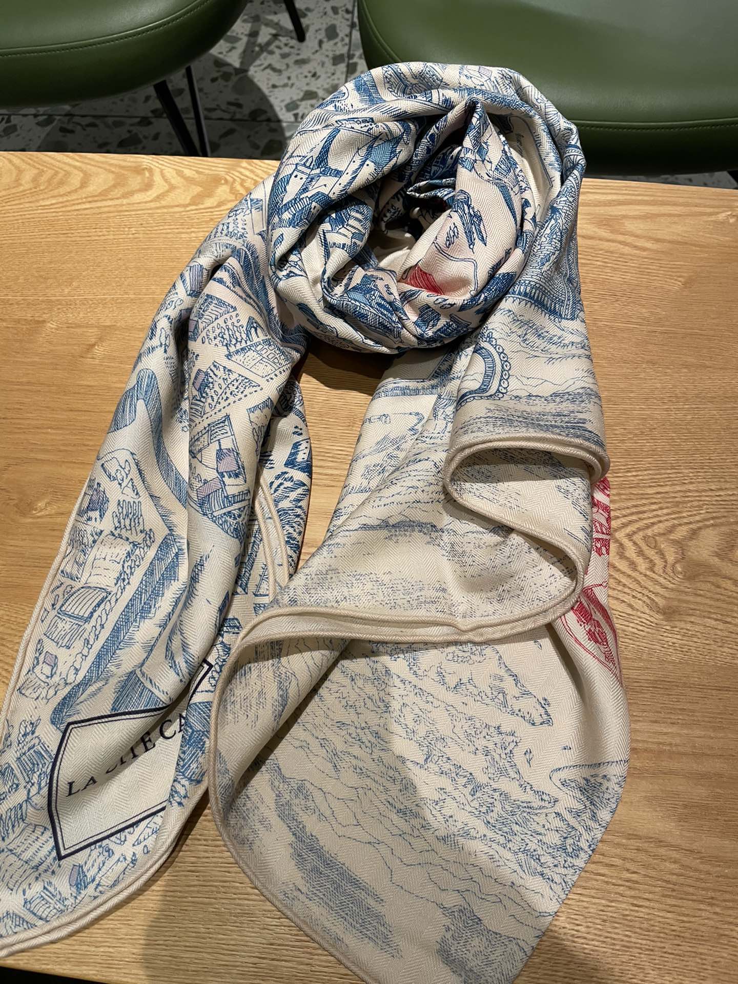 Шарф Hermes - Город Лошадей - Синий