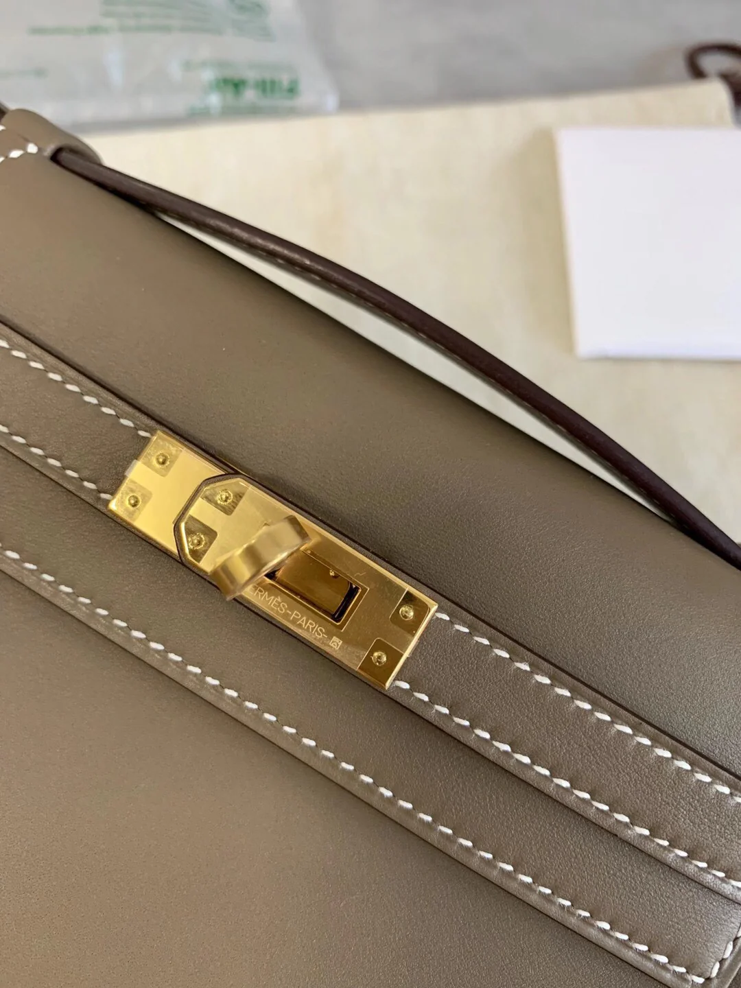 Hermes Kelly Mini 1st Generation 22 Swift Elephant Grey Gold Buckle