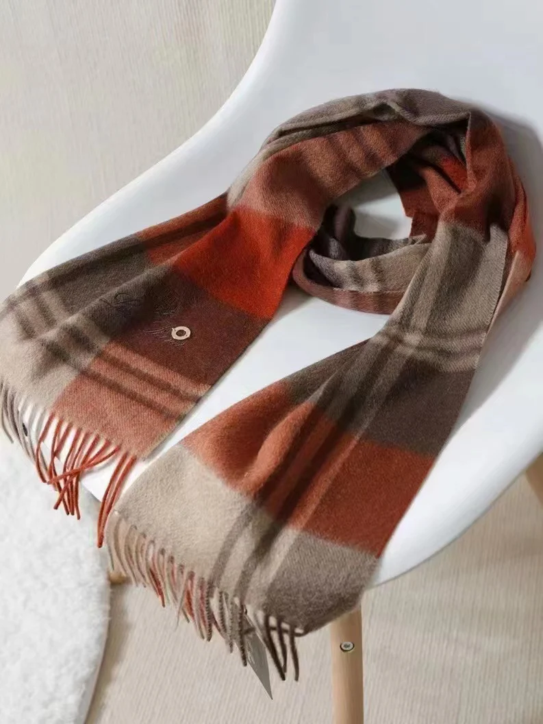 Классический кашемировый шарф Loro Piana с волнистым узором и цветовыми блоками - 100% высококачественный кашемир - 180 см - 30 см - 2 шт.