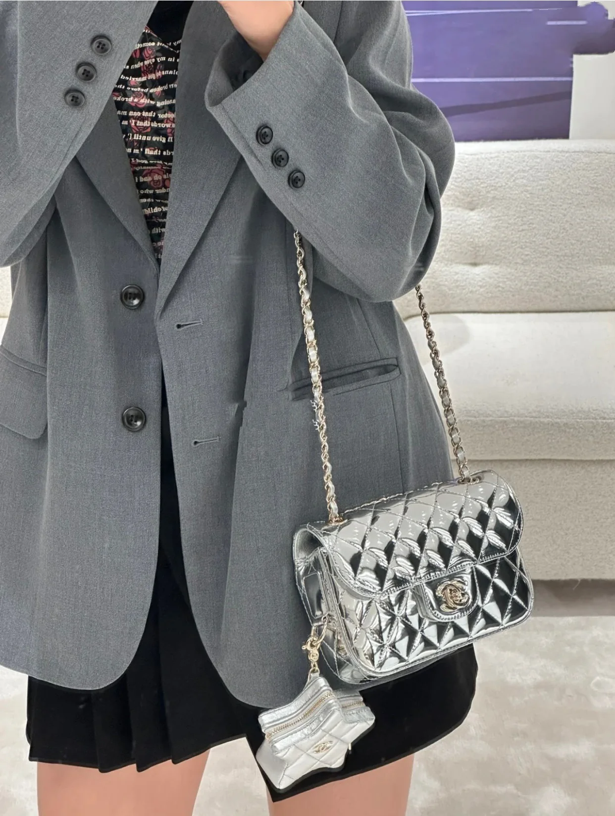 Весенняя коллекция Chanel - 24c - Сумка CF Star Flap Bag - Серебристый