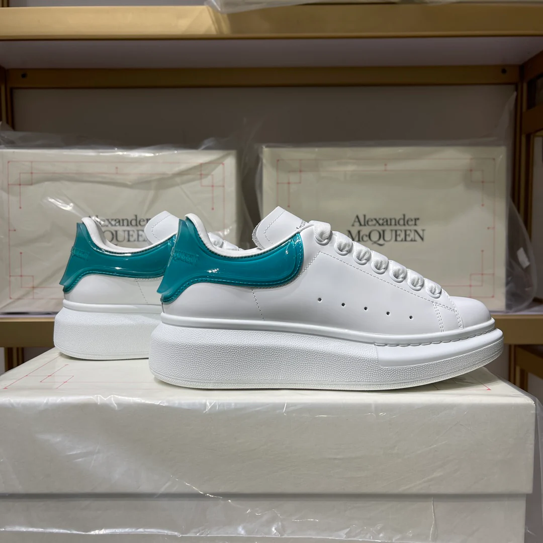 Классические белые кроссовки McQueen - унисекс - с синей эластичной подошвой - премиум-версия