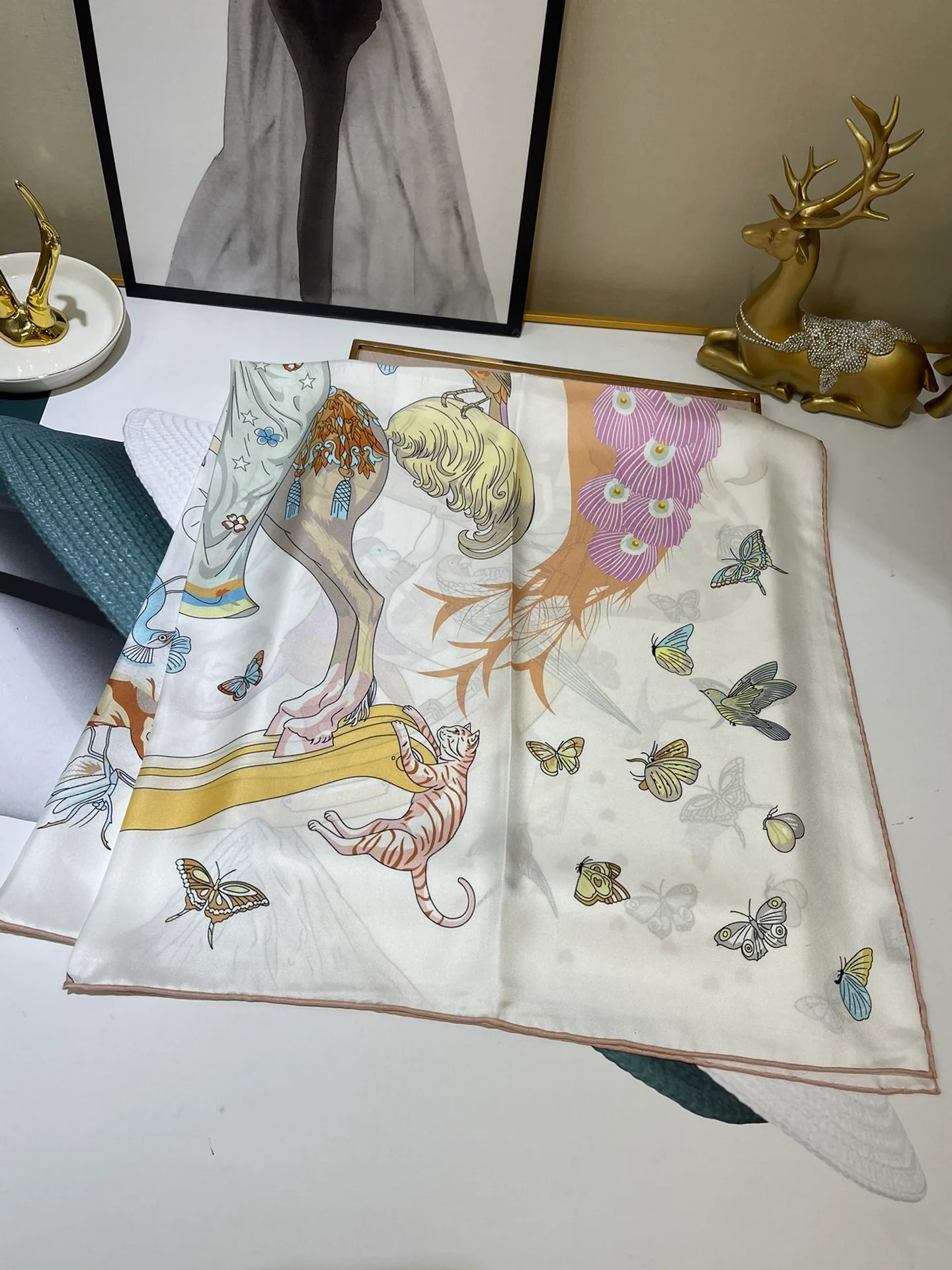 Шелковый шарф Hermes 90 - 100% шелк тутового дерева