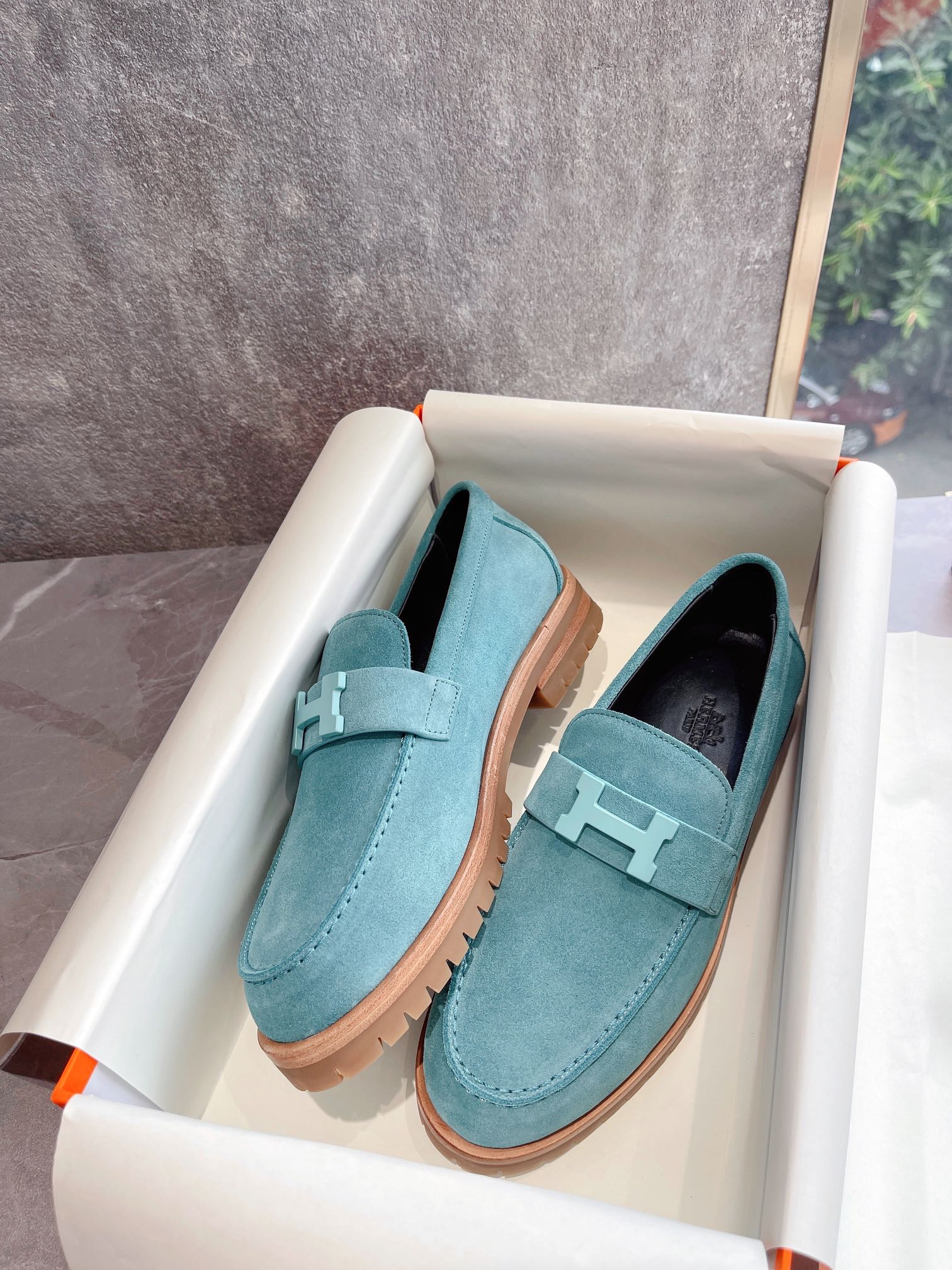 Лоферы Hermes 22FW - синие