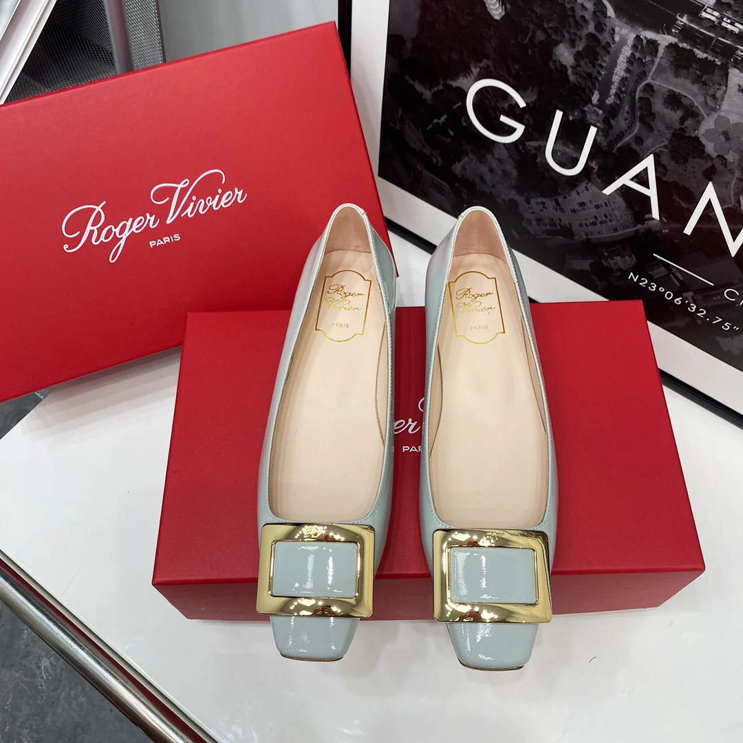 Туфли на каблуке RV-2-5 см - светло-голубые