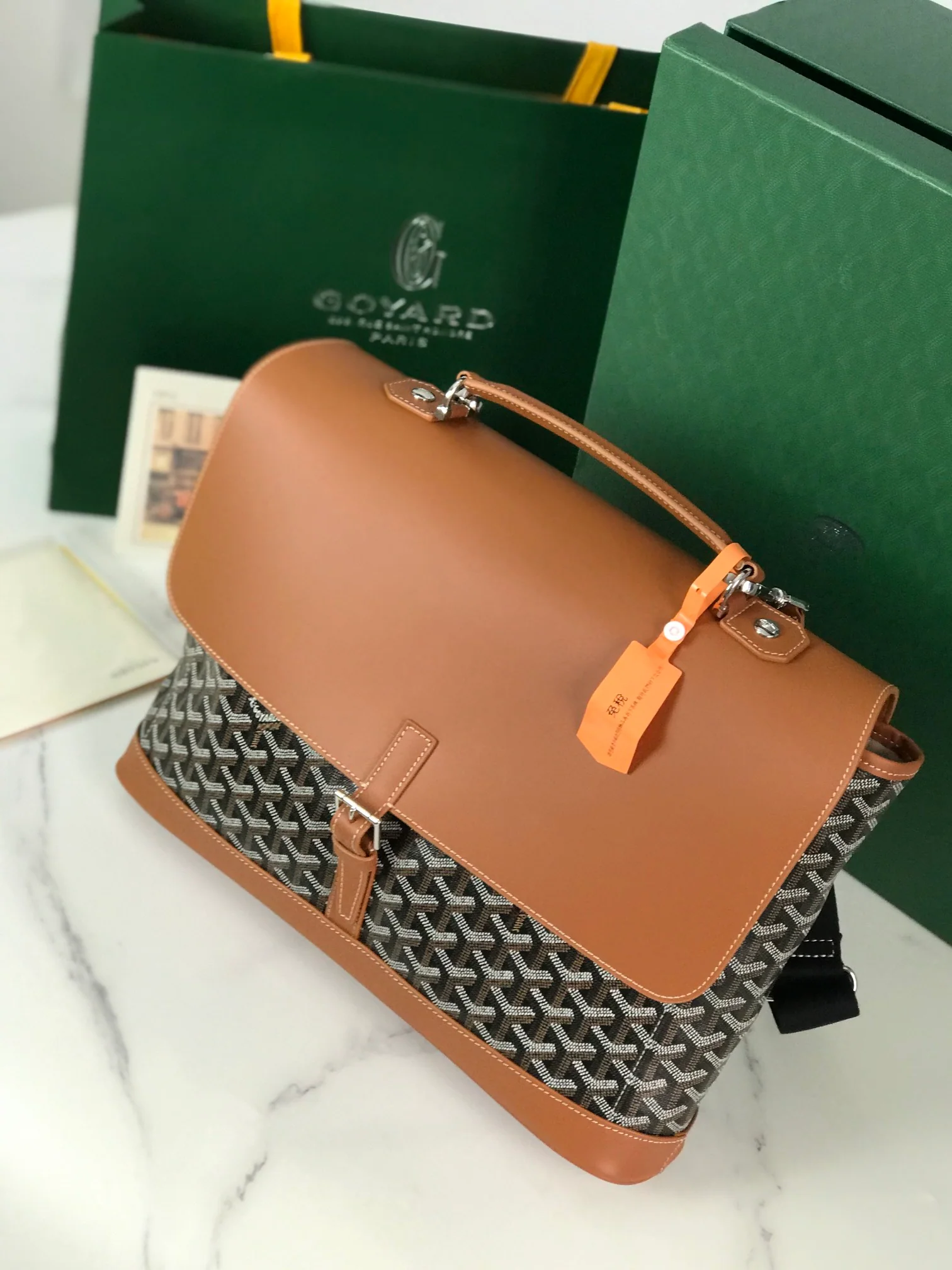 Сумка-мессенджер Goyard из льняного холста - коричневая