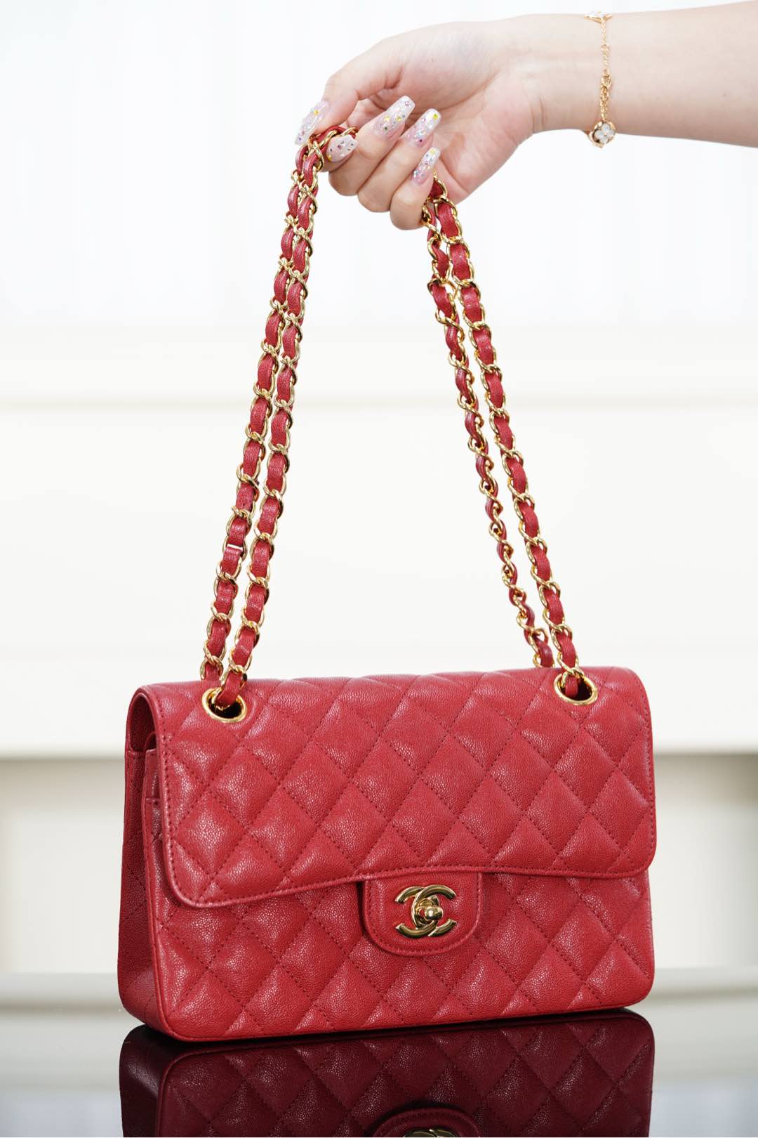 Chanel Classic Flap Leather - Red - Small