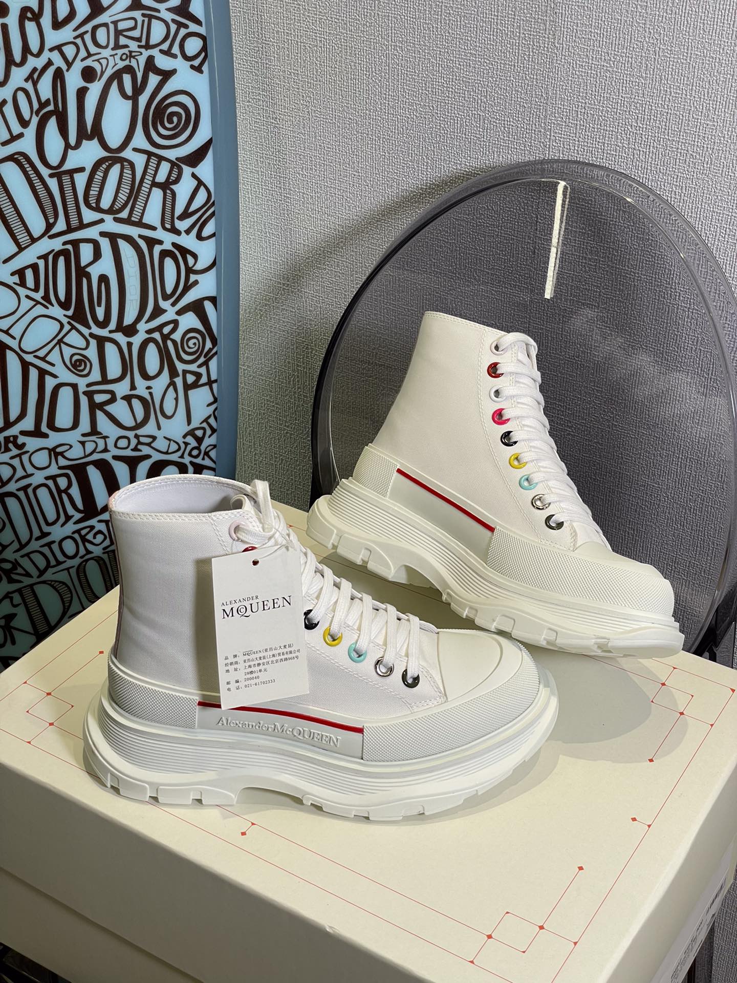 Высокие парусиновые туфли на платформе McQueen Rainbow