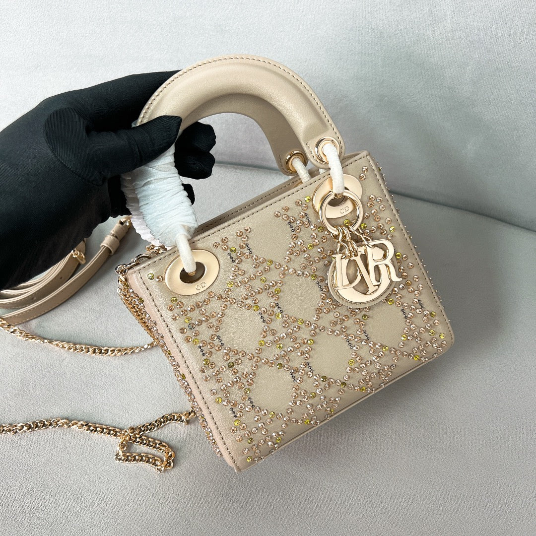 Сумка Dior Lady Dior - трехсекционная - атласная с узором 