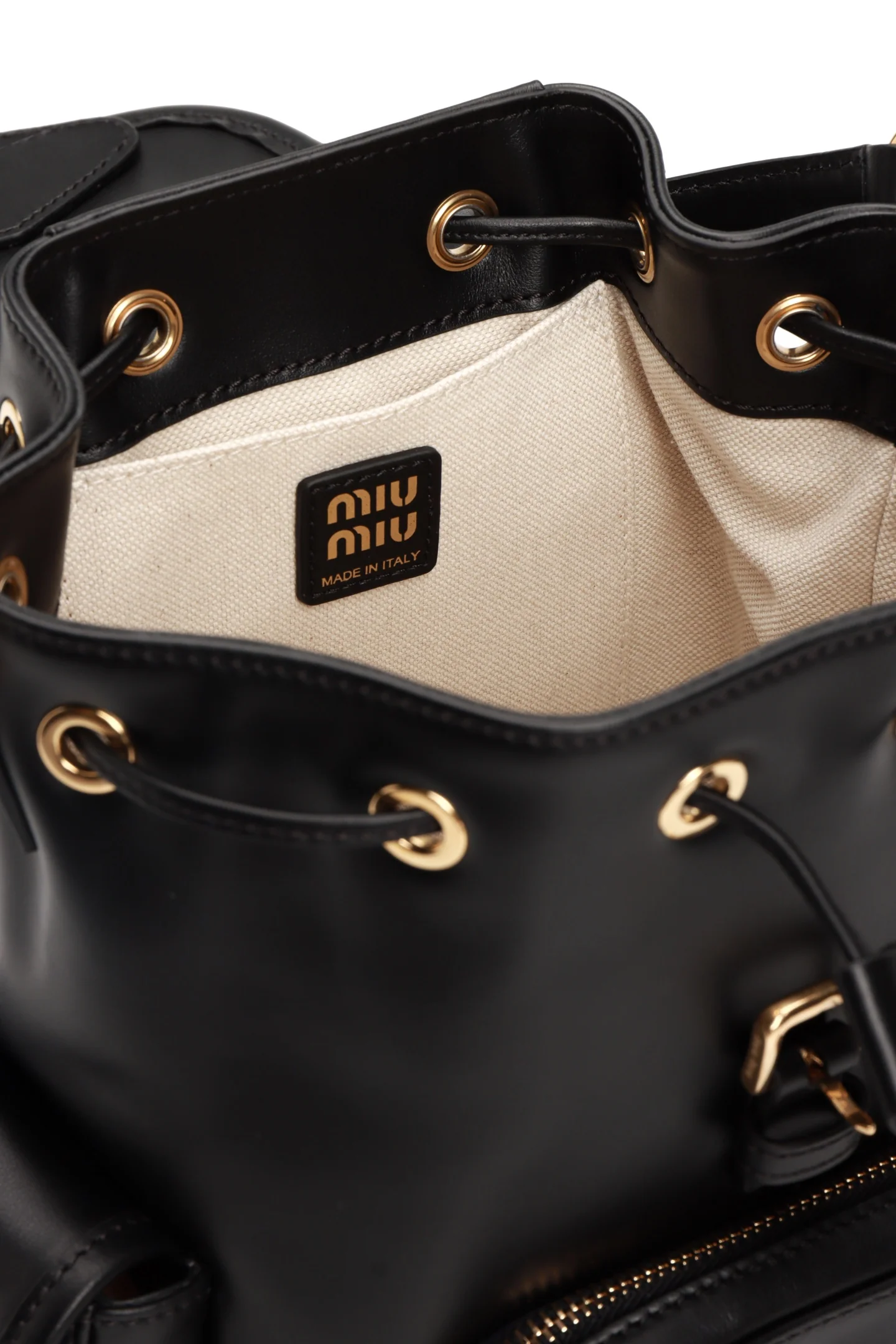 Рюкзак Miu Miu из канваса и кожи - Маленький - Черный