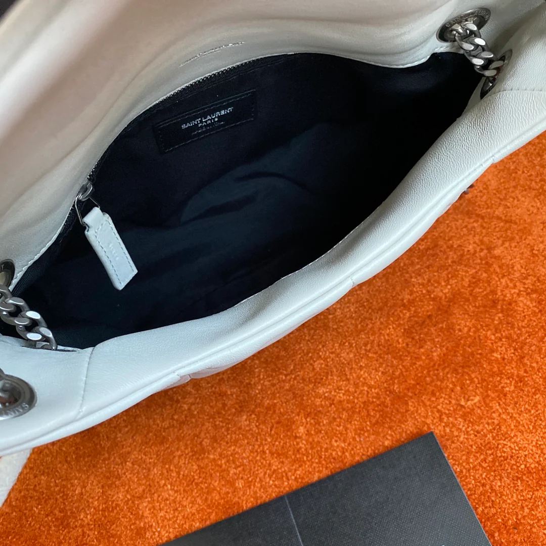 Сумка-пуховик YSL из овечьей кожи - белая - маленькая