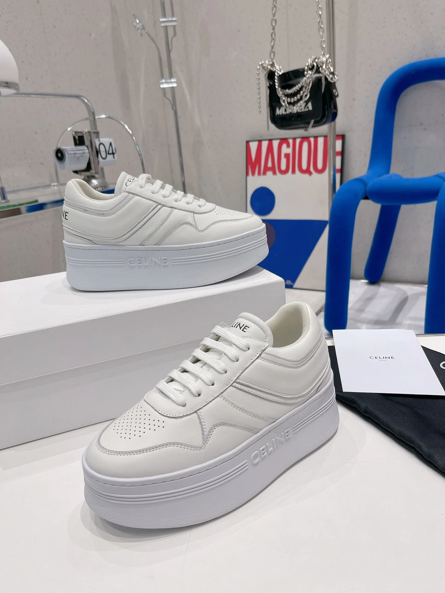 Белые кроссовки на платформе Celine - повседневная обувь, спортивная обувь - 1
