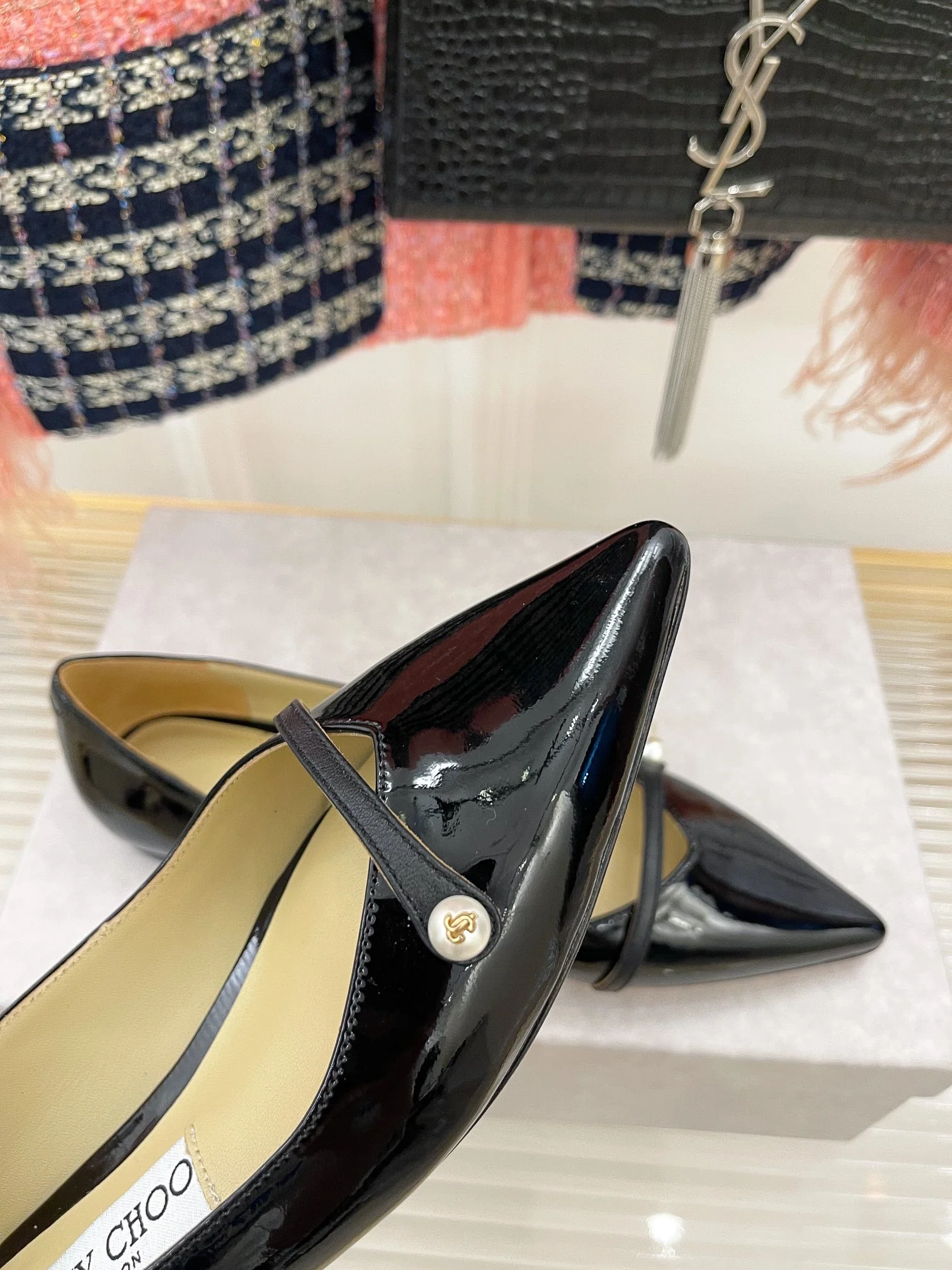 Классические жемчужные балетки Jimmy Classic - черные