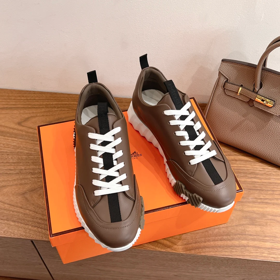 Повседневные туфли Hermes 2024 - Кофейно-коричневый - 1