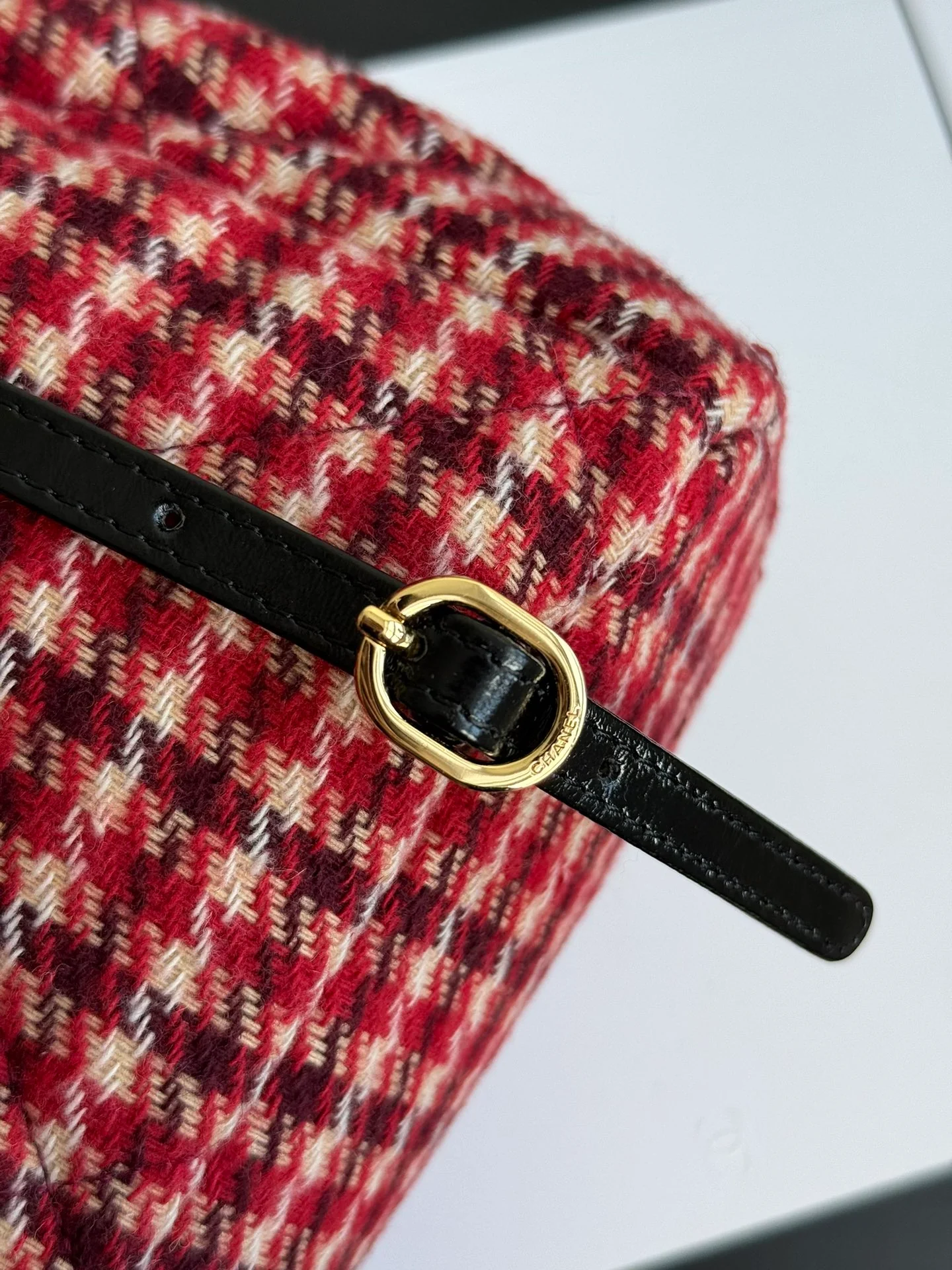 Рюкзак Chanel в клетку ?гусиная лапка? — красный