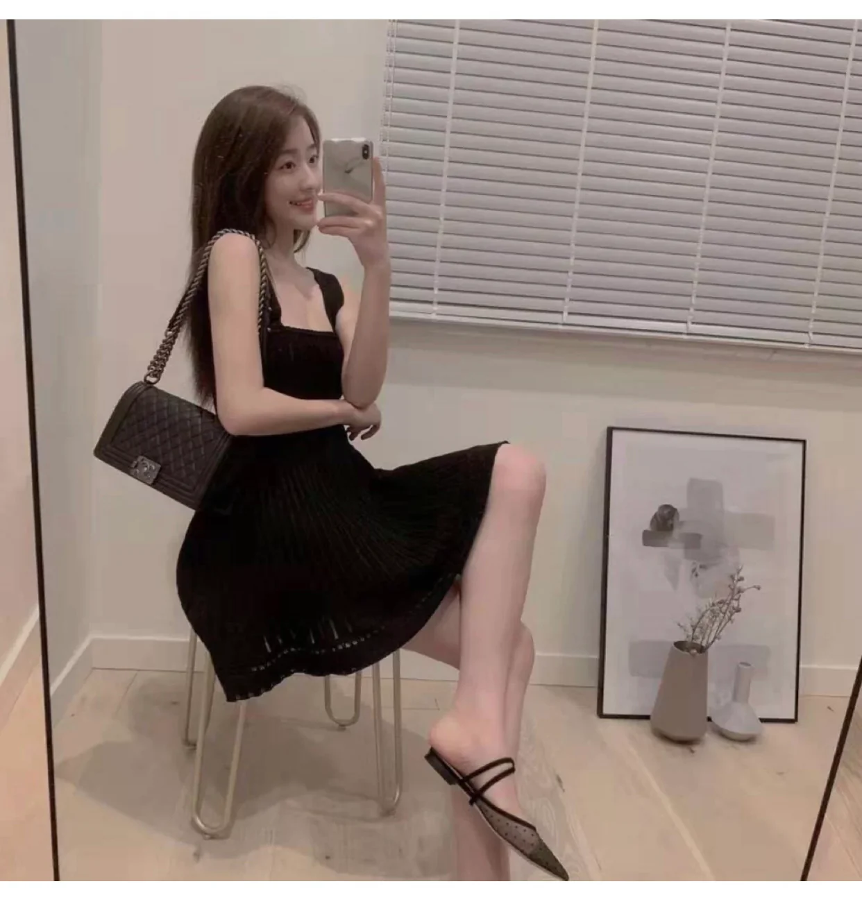 Chanel Le Boy Crystal Diamond Pattern Caviar - Medium - Black Silver