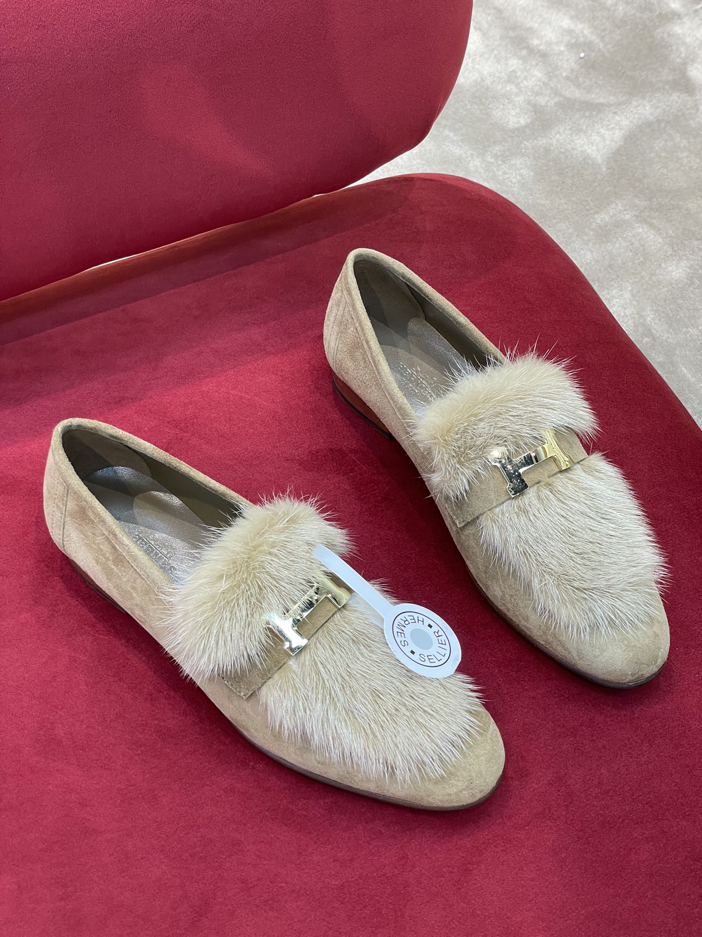 Классические лоферы Hermes из норки - 1