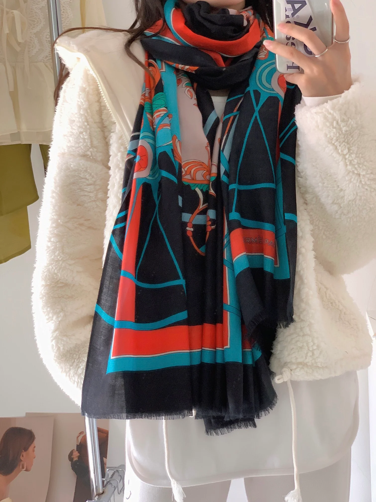 Кашемировый шарф Hermes - 110-200 см - 100% - Кашемир премиум-класса