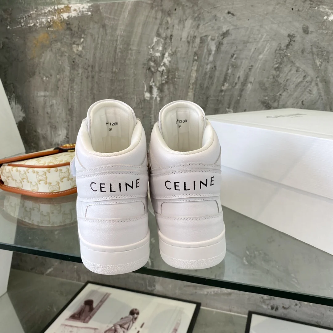 Спортивные повседневные высокие кроссовки Celine - белые