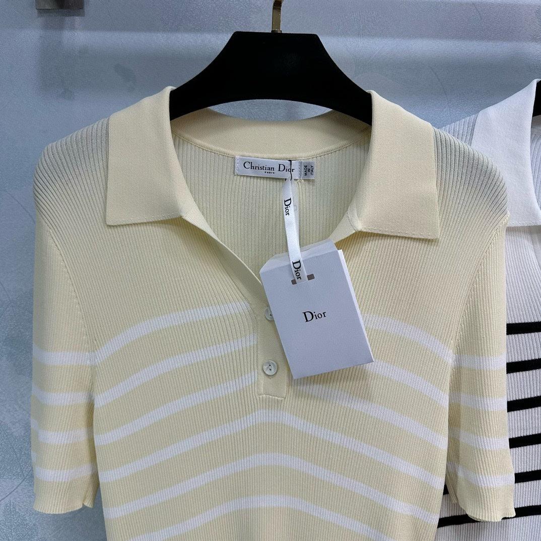 Dior - 2403-24 Новая трикотажная полосатая блузка для ранней весны