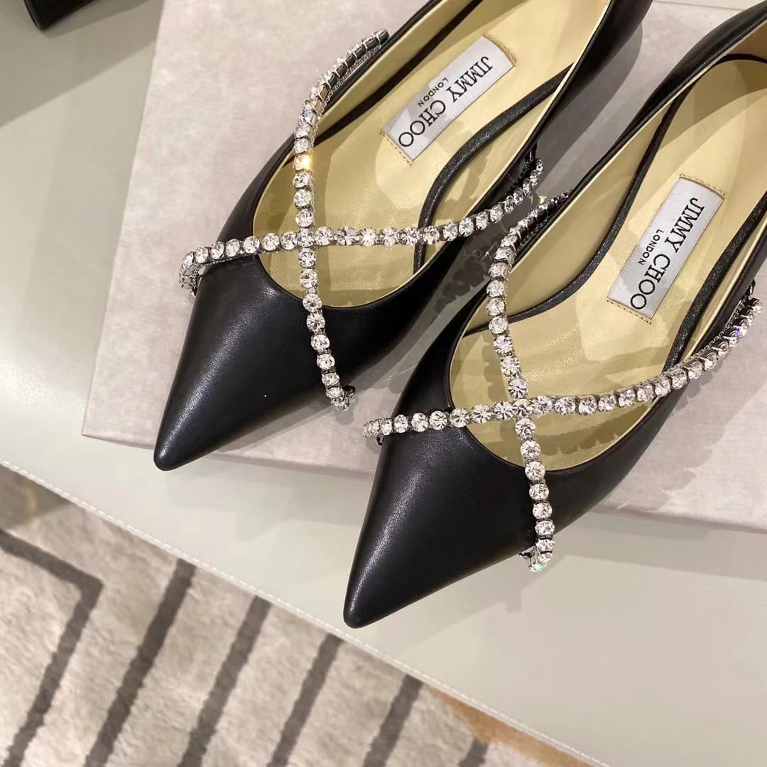 Туфли-балетки Jimmy Cross с цепочкой и стразами - черные