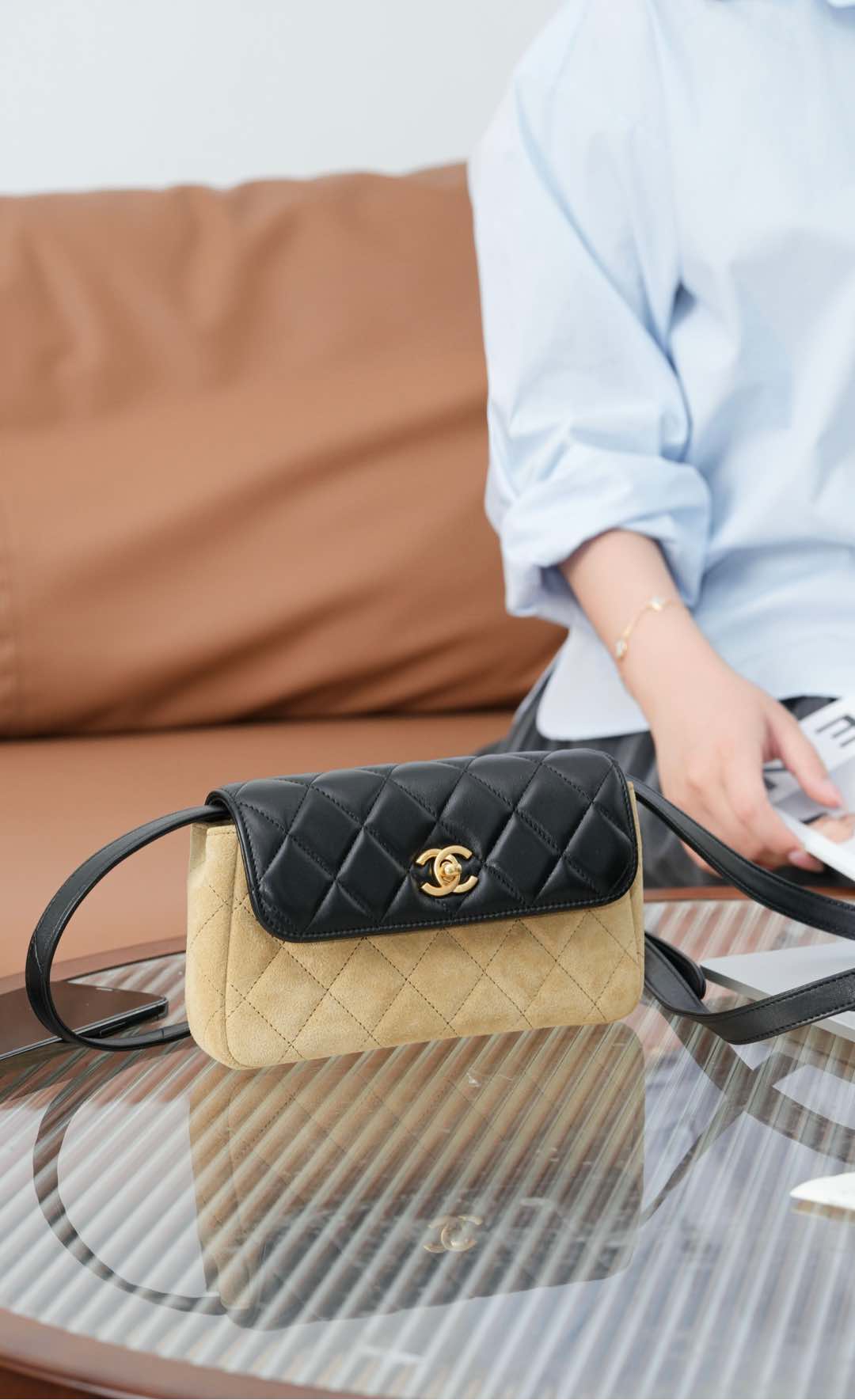 Chanel -??? - высококачественная кожаная сумка с клапаном ручной работы