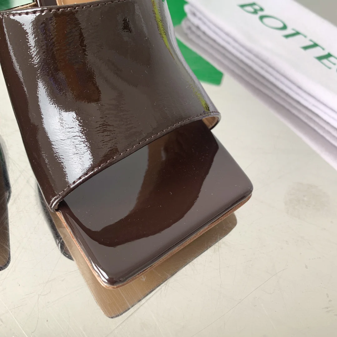 Bottega Veneta - Туфли на шпильке с квадратным носком - Мюли на высоком каблуке - Темно-коричневые