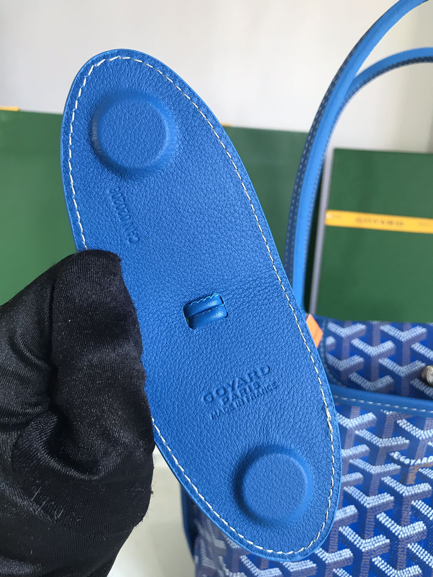 Двусторонняя сумка Goyard из телячьей кожи с узором - синяя