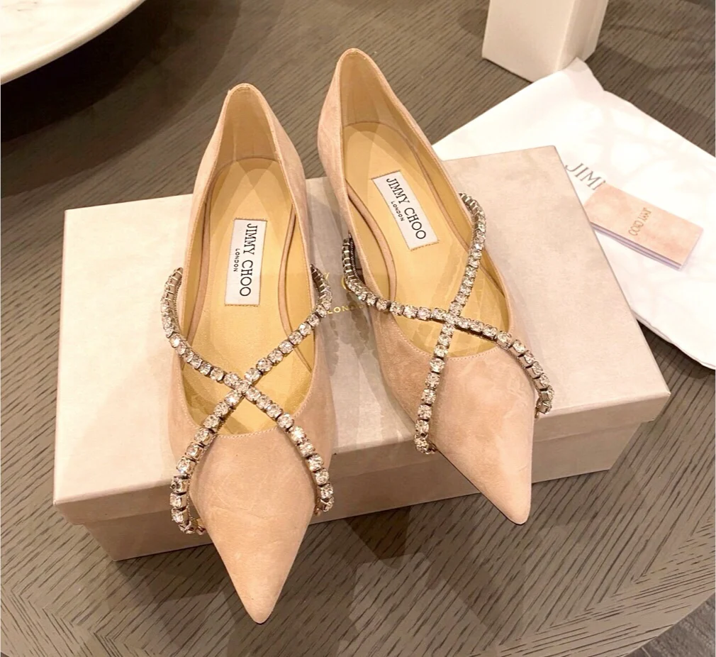 Балетки Jimmy Crystal Diamond Series, абрикосовый цвет