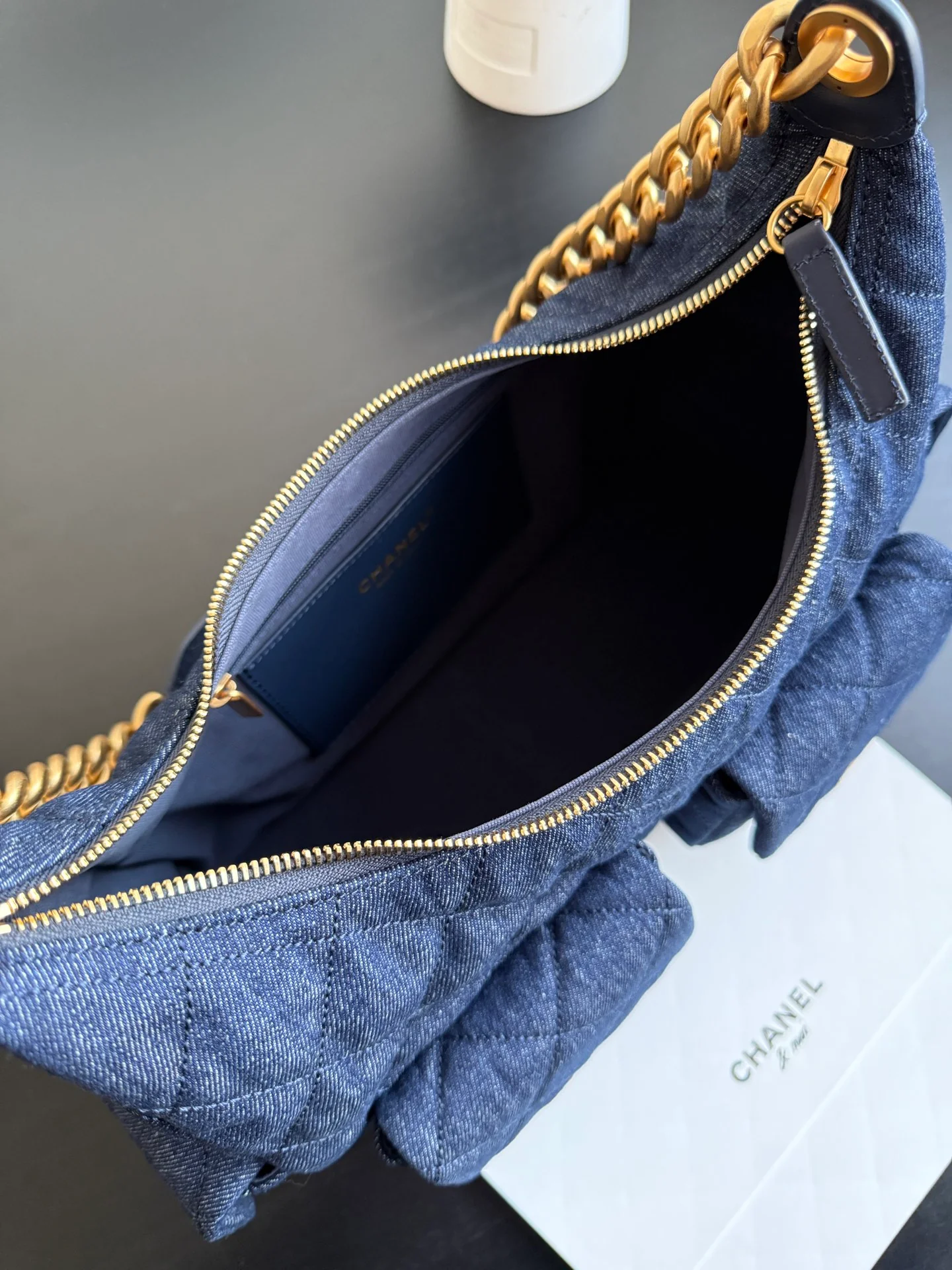 Chanel 25 Chobo Denim Small - Темно-синий