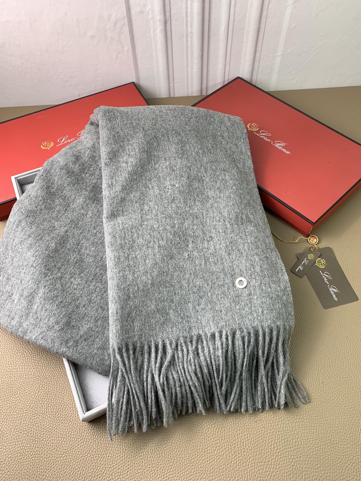 Простой кашемировый шарф Loro Piana - 80-200см - Серый