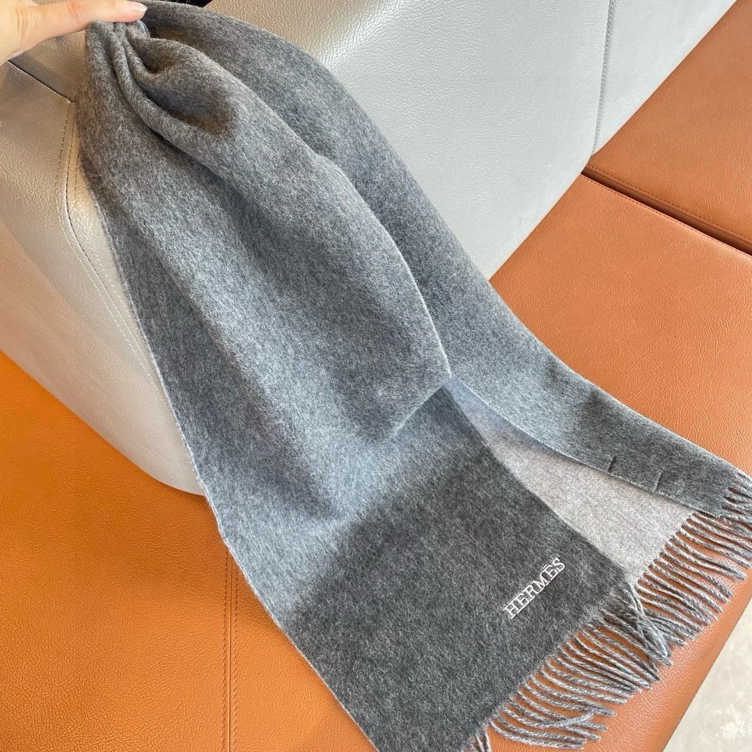 Двусторонний кашемировый шарф Hermes 2024 - 180-30