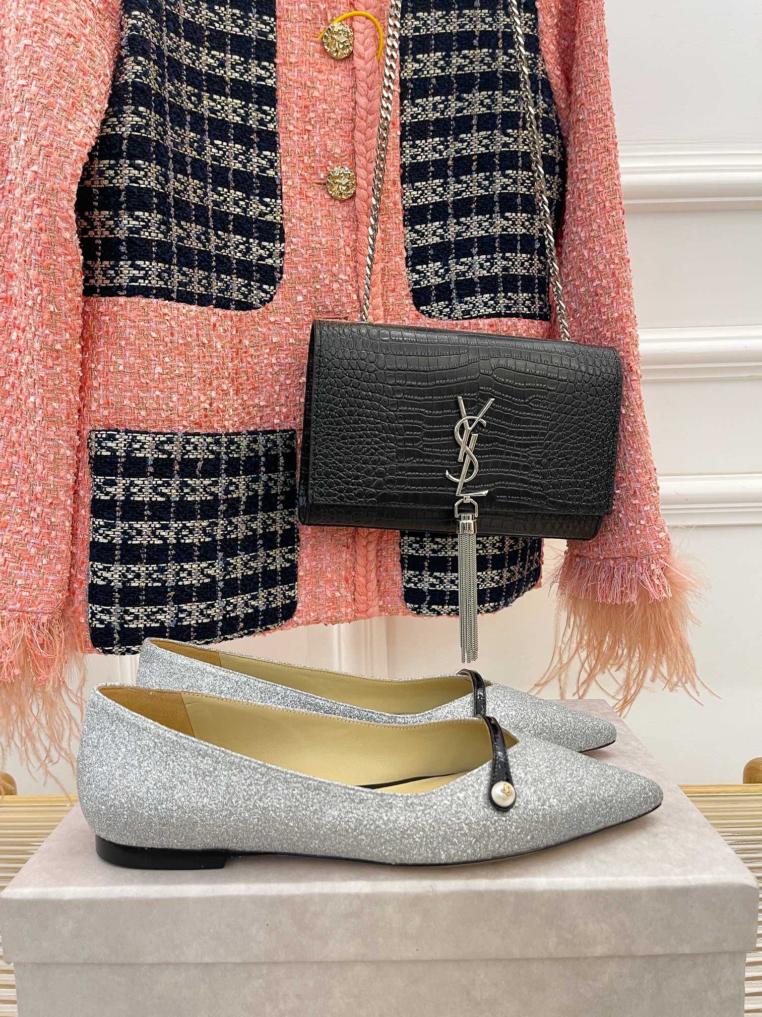 Классические жемчужные балетки Jimmy Classic Pearl Flats - серые