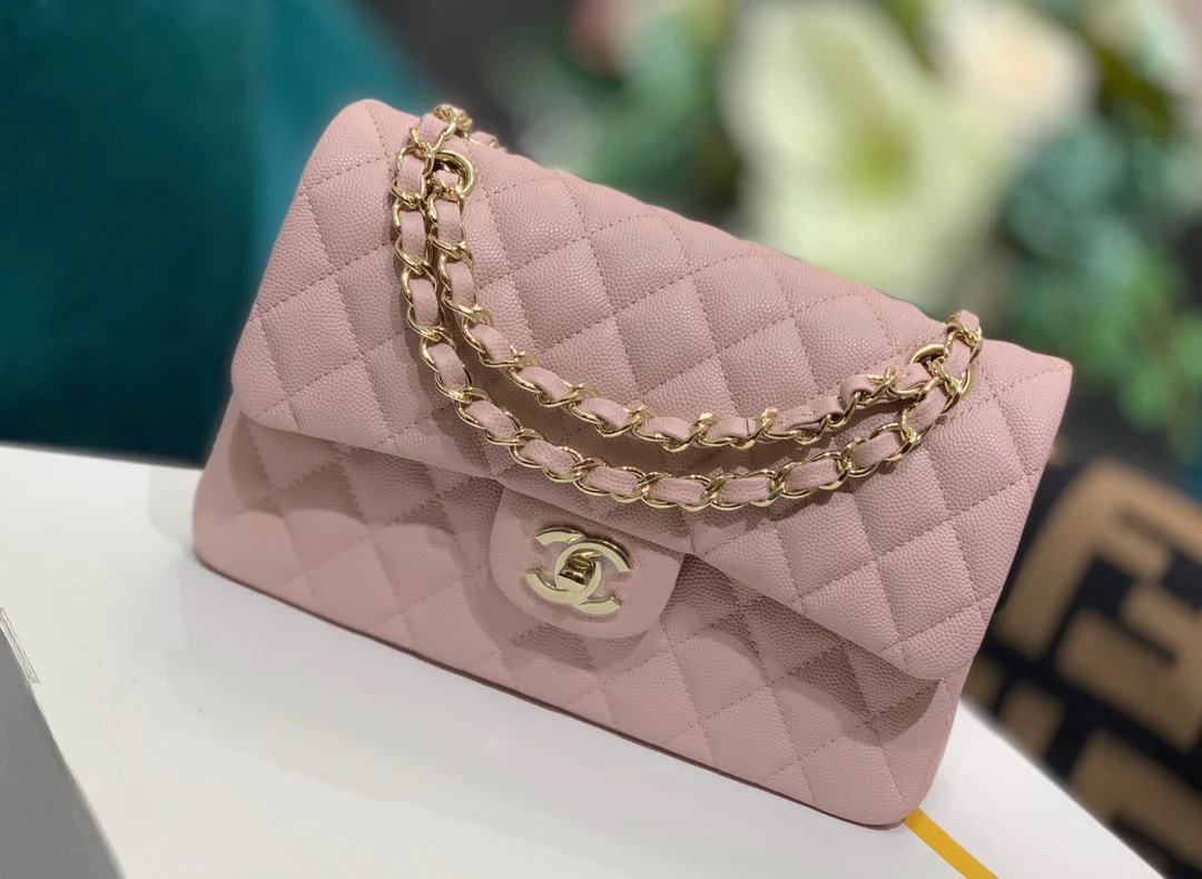 Chanel - Маленькая сумка из коричневой кожи - CF - Розовая - 23 см