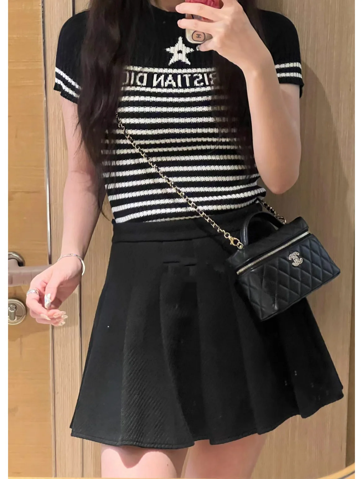 Сумочка Chanel 25p Heart Diamond LP с цепочкой - черная