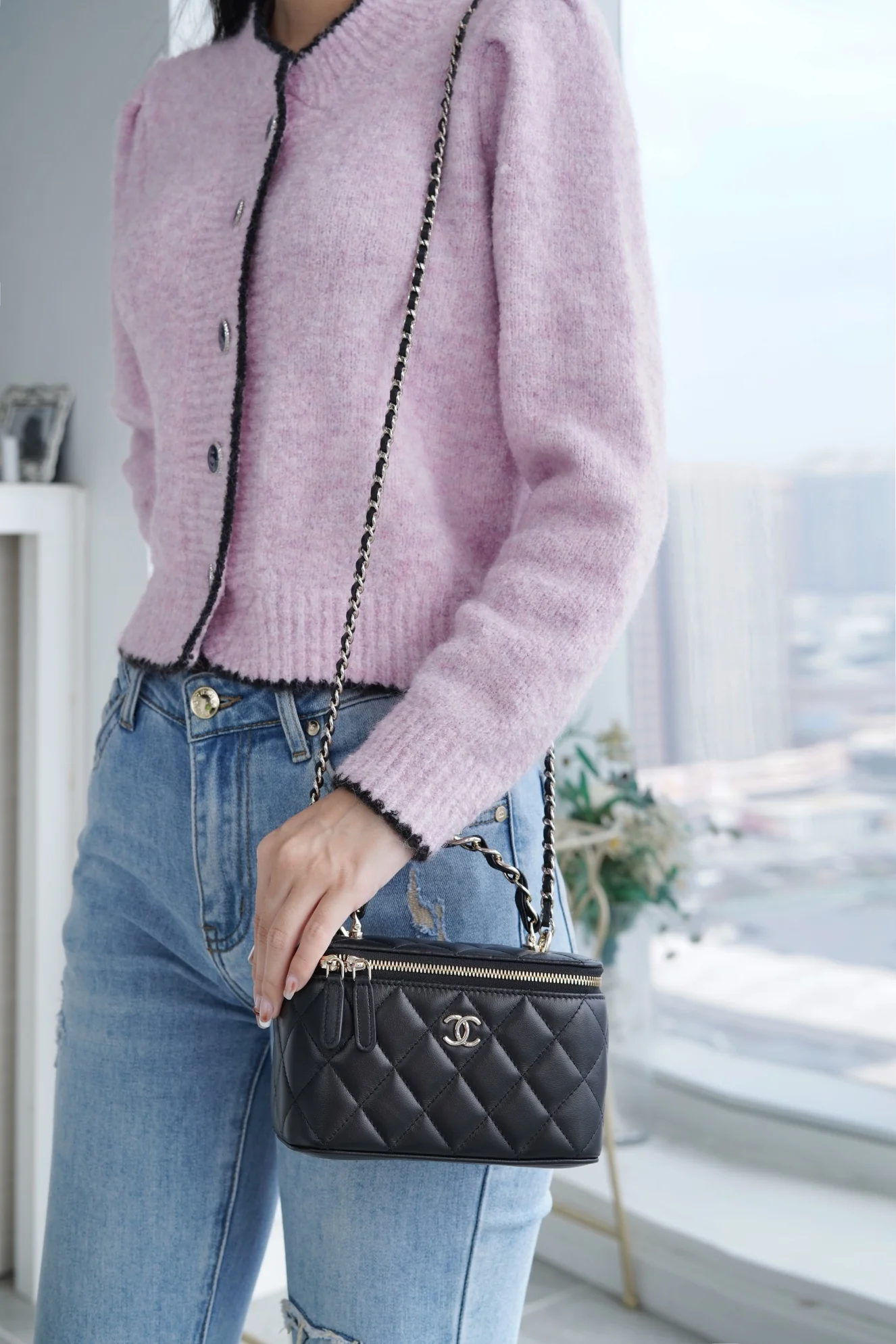 Chanel - Длинная сумка-коробка - Черная