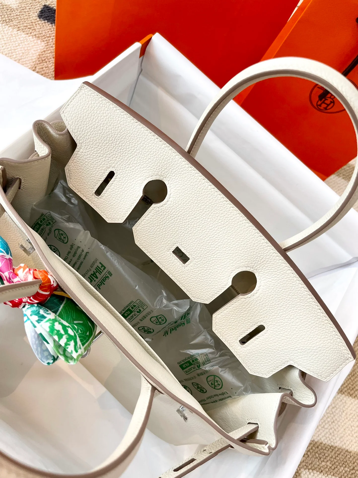 Hermes Birkin 30 Togo Milkshake White Silver Buckle