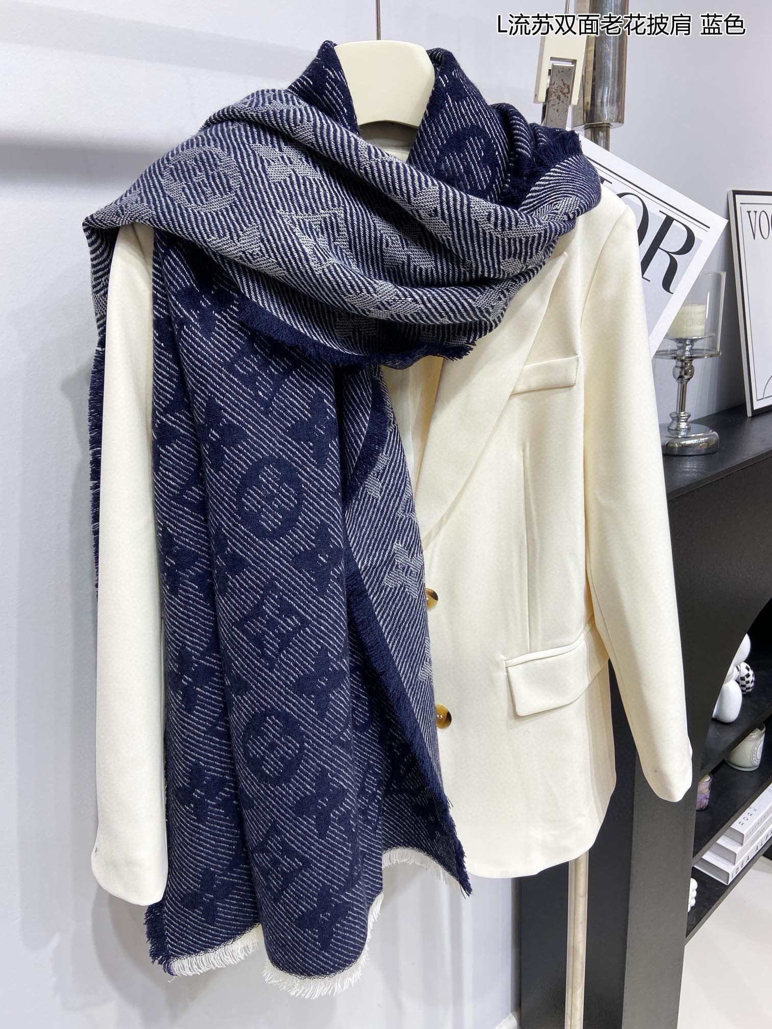 Шарф/шаль LV 2024 Monogram - синий