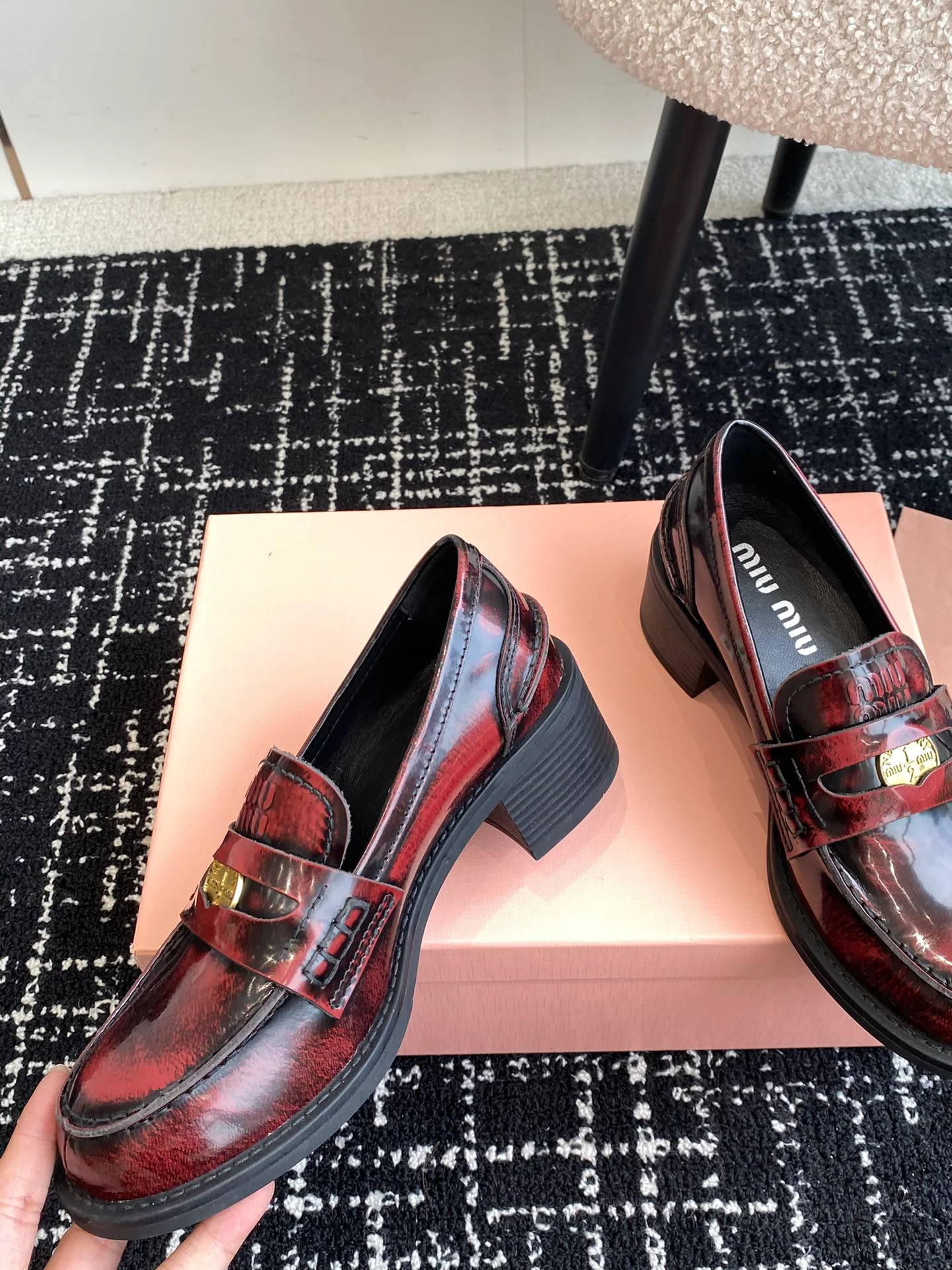 Лоферы Miu Miu 2024 - бордовые - 1