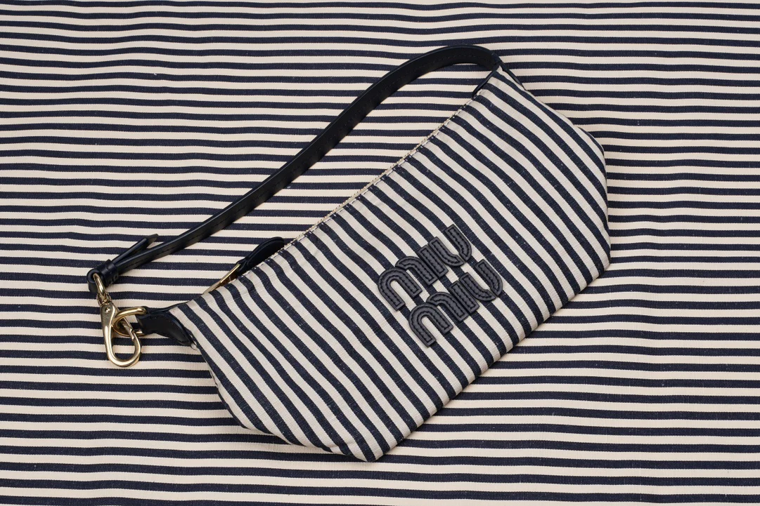 Косметичка/сумка для ланча Miu Miu из жаккардовой ткани - темно-синяя