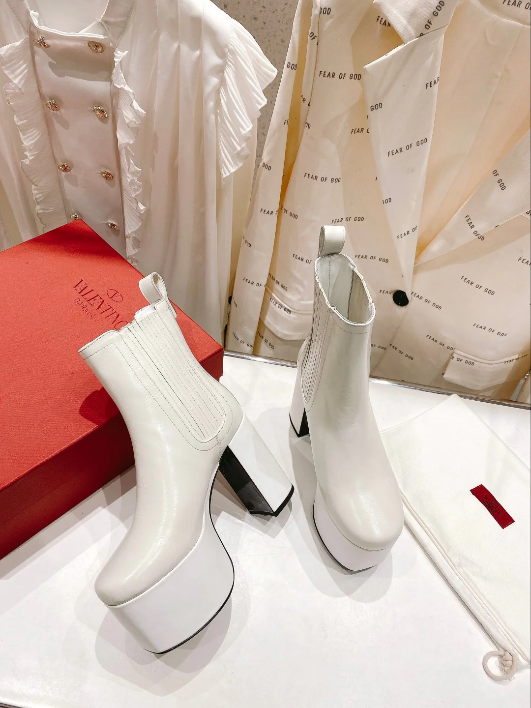 Ботильоны на платформе Valentino - белые