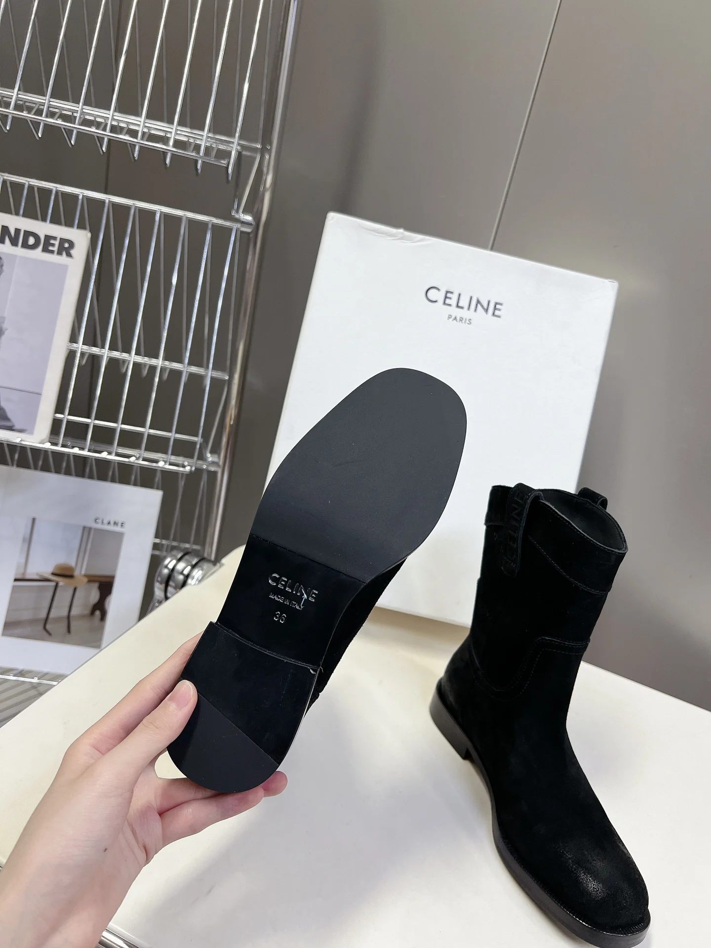 Ботильоны Celine 2024 из денима - черные