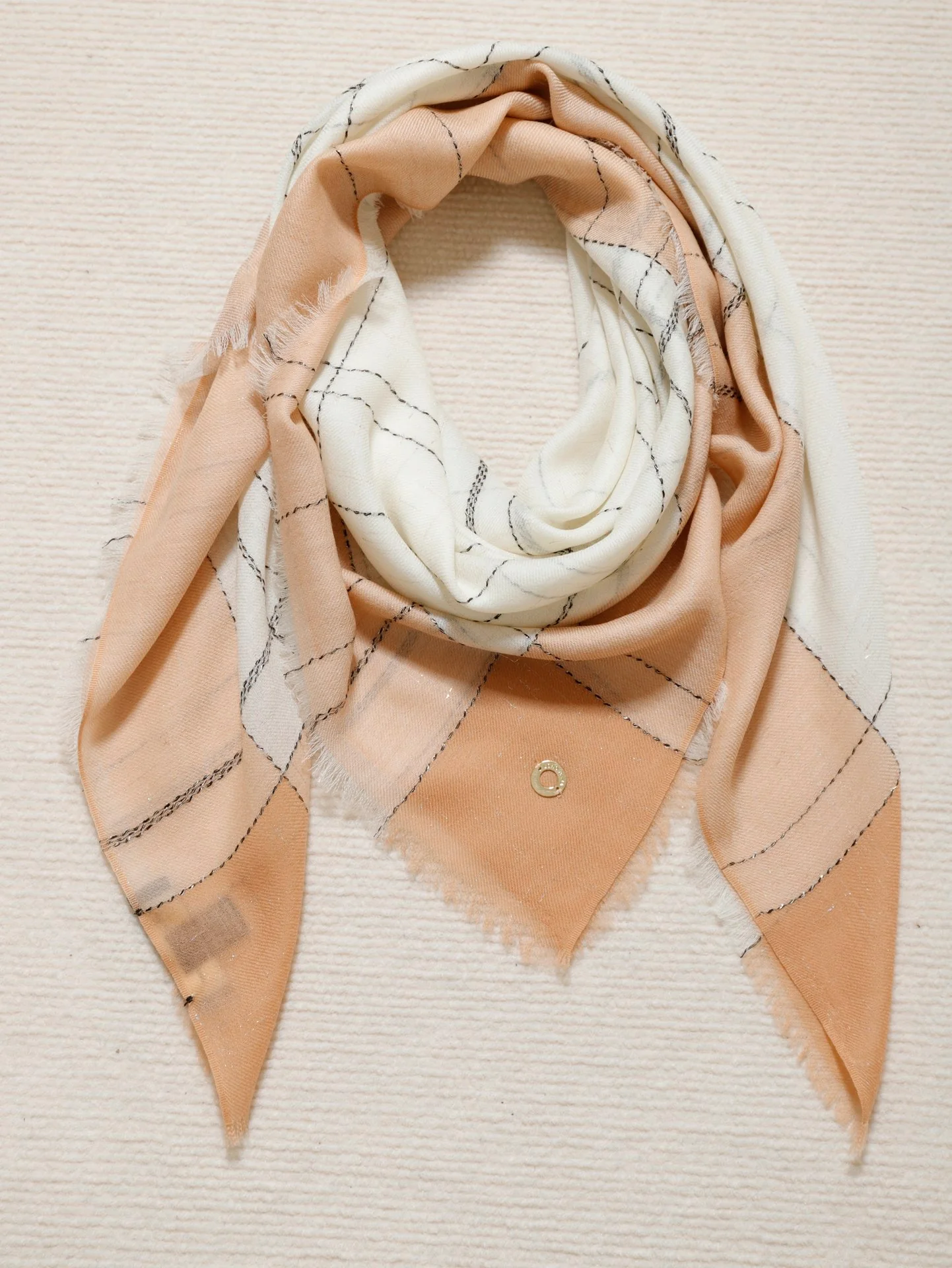 Loro Piana - Шарф-платок в клетку с цветовыми блоками, небольшой квадратный - 1 шт.