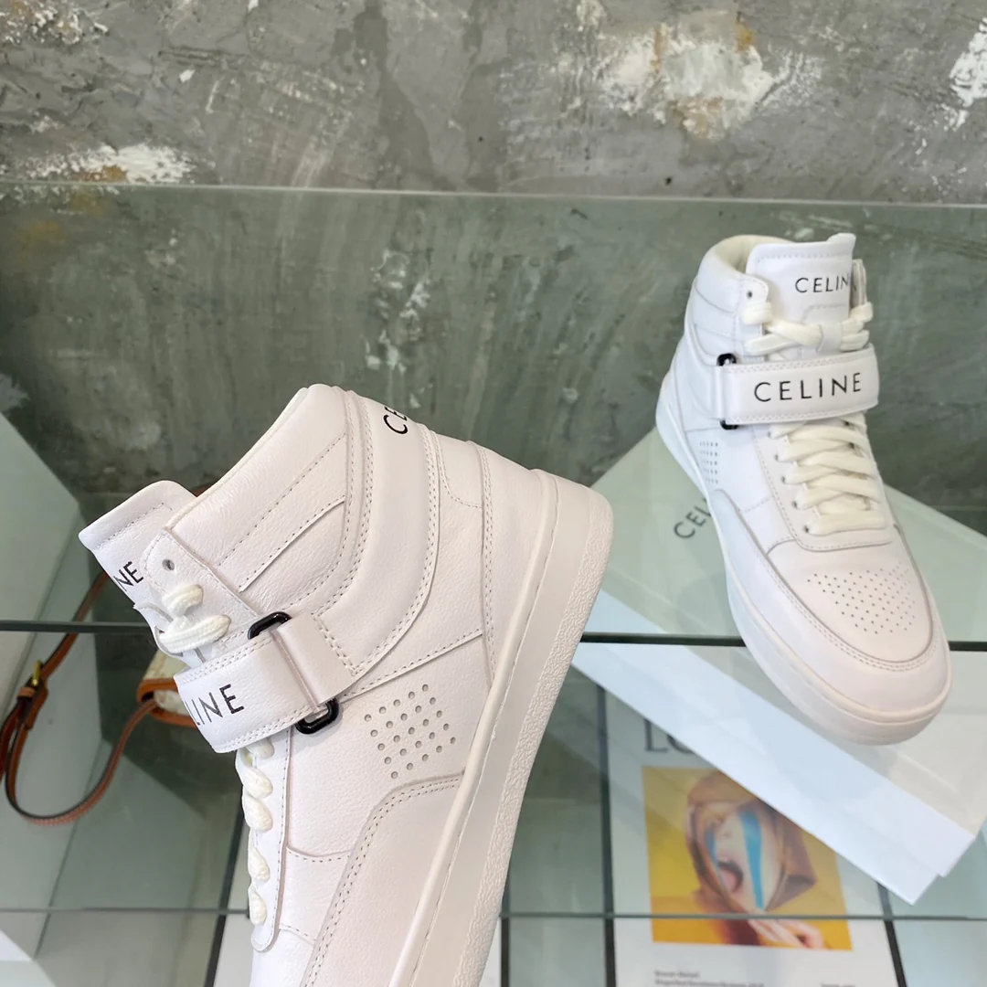 Спортивные повседневные высокие кроссовки Celine - белые