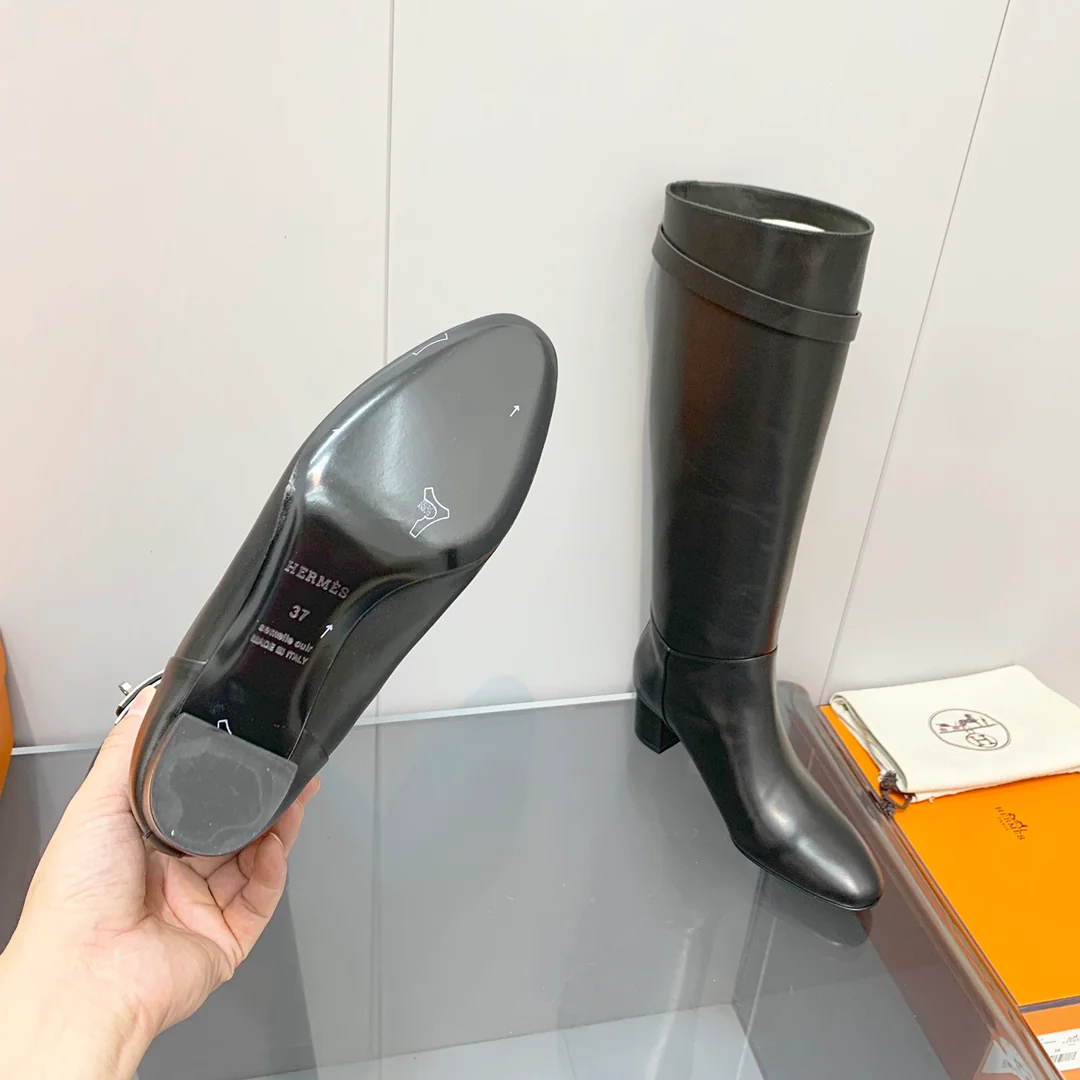 Сапоги Hermes Kelly Buckle Collection - высокие сапоги - черные