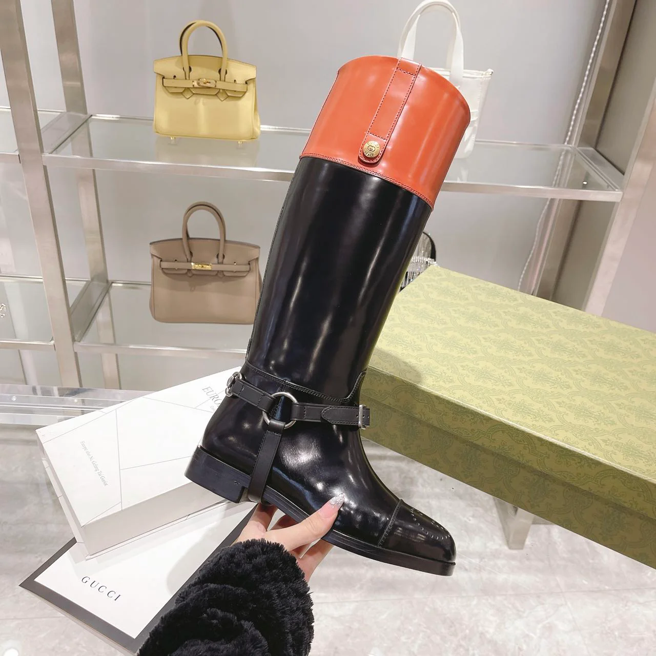 Gucci 2022 Street Buckle Retro Long Boots Equestrian Boots 2
