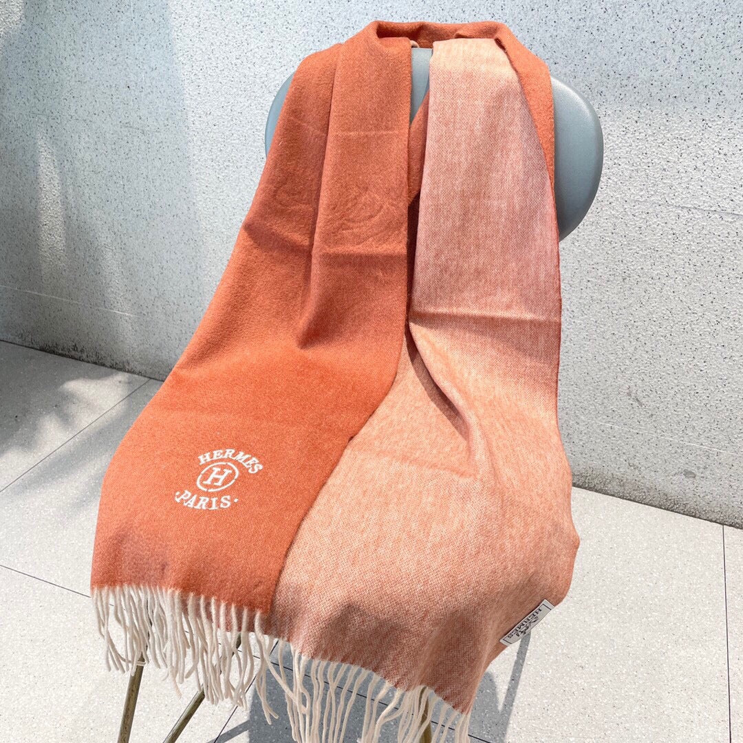 Кашемировый шарф Hermes Premium из шелкового полотна - 32 см - 180 см