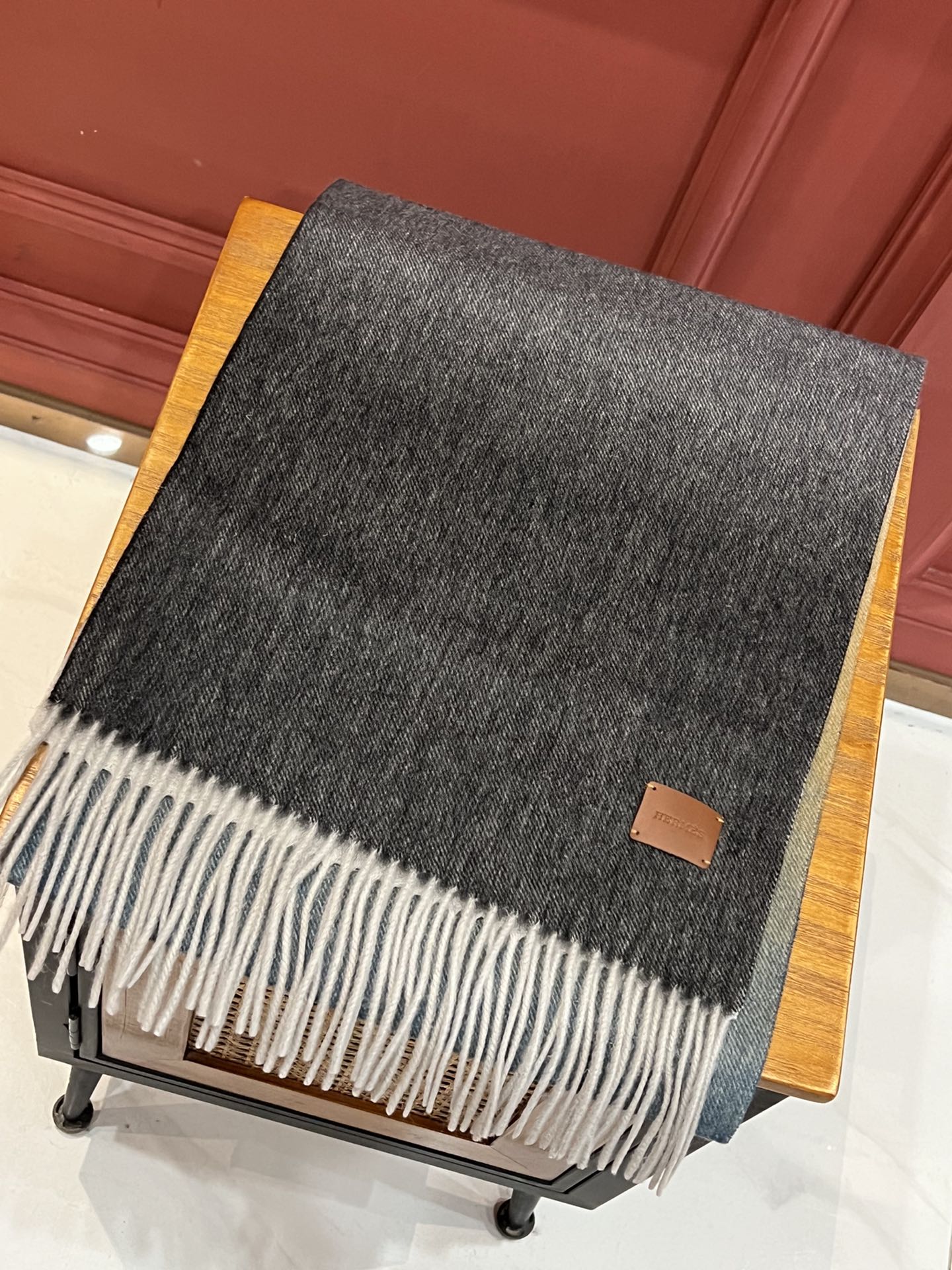 Многоцветный градиентный шарф Hermes - 32 см - 190 см - Кашемир премиум-класса, импортный - Серый