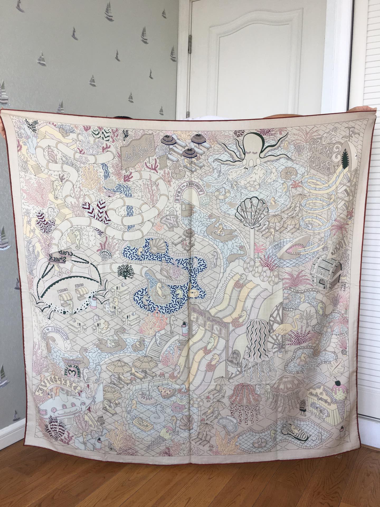 Двусторонний бархатный платок Hermes 140 - 1 шт.