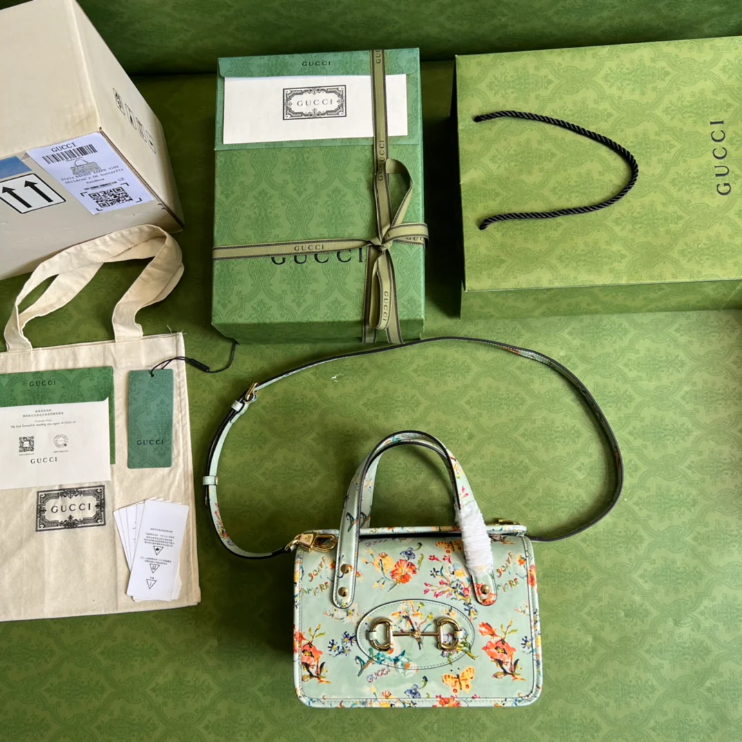 Сумка-тоут Gucci Ophidia Square Retro - 23x16x12 мм - зеленая, из натуральной кожи с принтом.