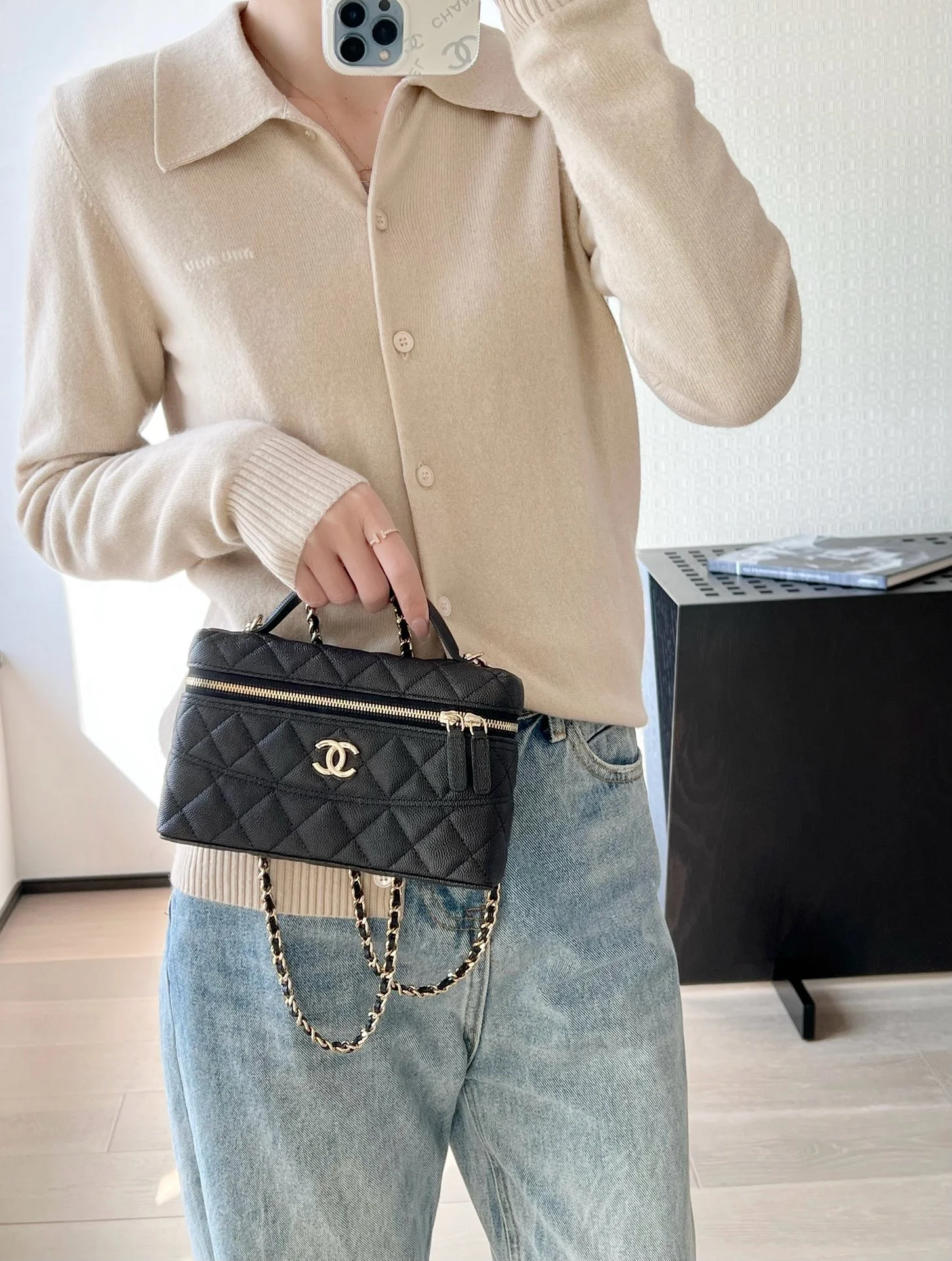 Длинный клатч-коробочка Chanel 25c-LP - черный